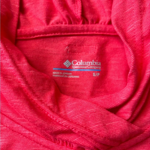 NWOT Colombia Hooded Pull Over small coral with slit cuff lightweight - Picture 3 of 5